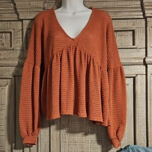 NWT - Women's Orange V-Neck Sweater